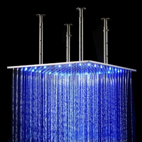 Luxury Square Stainless Steel 20" LED Rain Shower Head - Cascada Showers