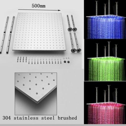 Luxury Square Stainless Steel 20" LED Rain Shower Head - Cascada Showers