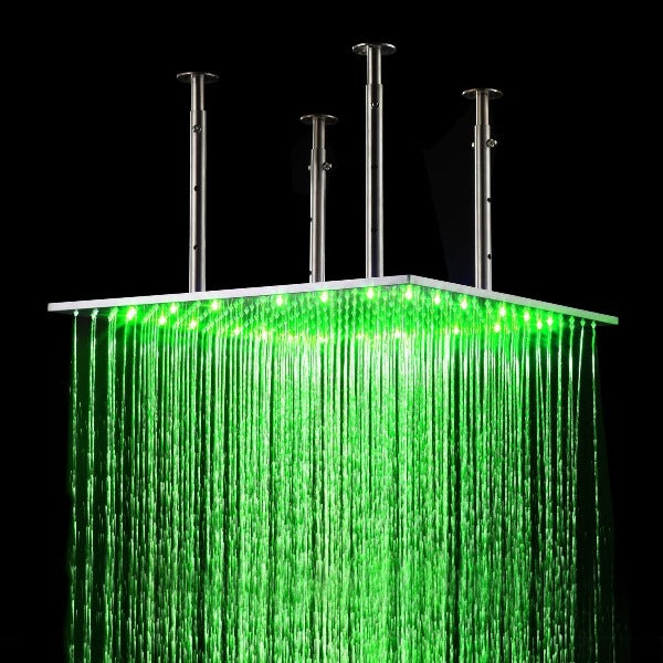 Luxury Square Stainless Steel 20" LED Rain Shower Head - Cascada Showers