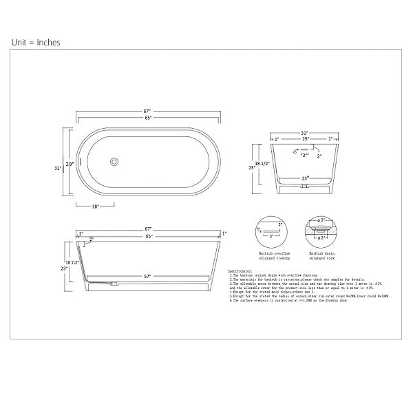 Modern Cascada Freestanding White Soaking Bathtub with Stainless Steel Drain and Overflow - Cascada Showers