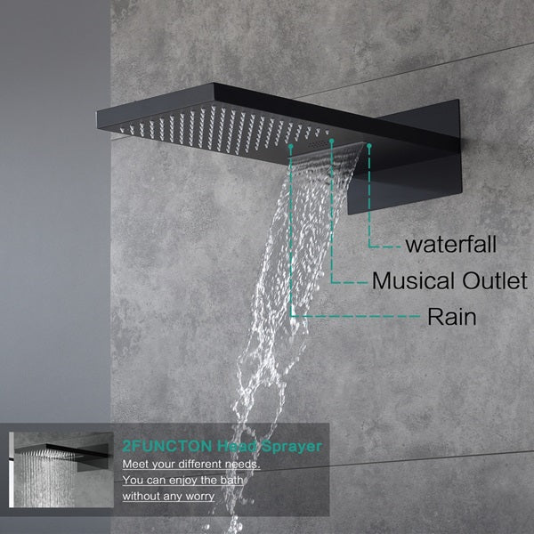 Naples 9"x26" LED Digital Music Shower System By Cascada Showers - Cascada Showers