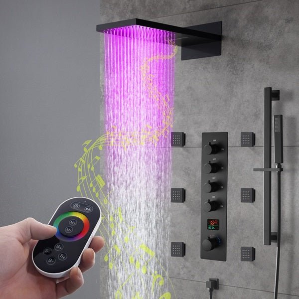 Naples 9"x26" LED Digital Music Shower System By Cascada Showers - Cascada Showers