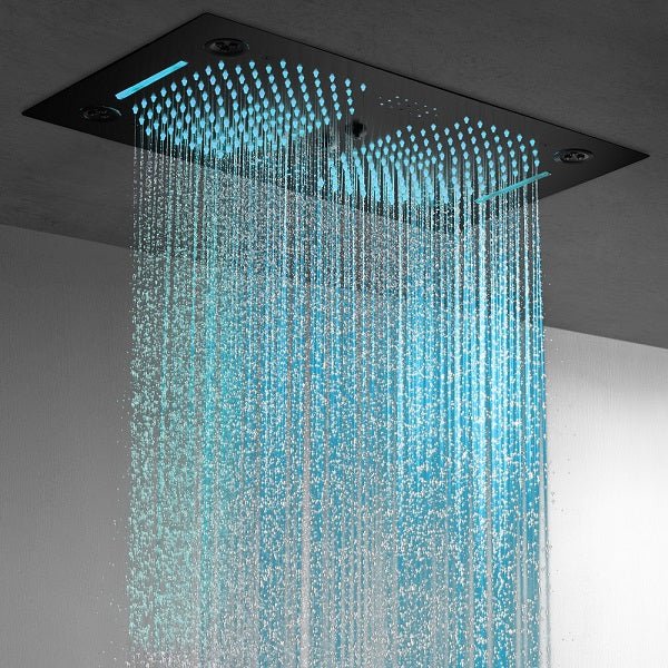 Pisa 16"x28" Matte Black LED Showerhead By Cascada Showers - Cascada Showers