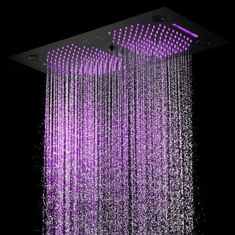 Pisa 16"x28" Matte Black LED Showerhead By Cascada Showers - Cascada Showers