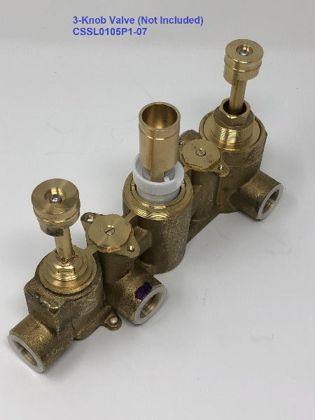 Top-down view of latest 3-Knob shower diverter design
