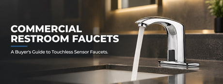 Touchless sensor faucet installed in a commercial hotel restroom