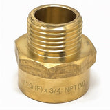 1 inch BSPP female to 3/4 inch NPT male brass plumbing adapter