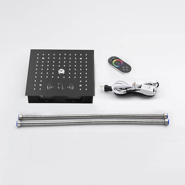 Cascada Royale Recessed 12" LED Music Shower Head with Rainfall & Spa Mist