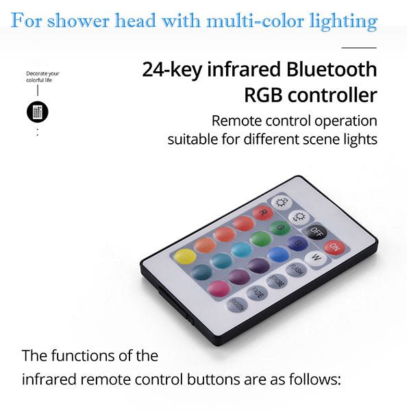 24-Key Remote Control for LED Lights - Easy Customization – Cascada Showers