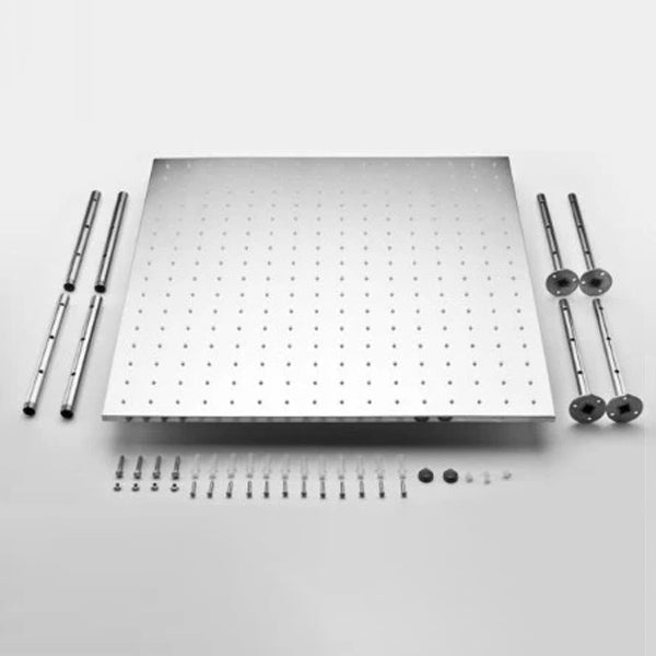 Metal pegboard with accessories of 40 inch square rainfall ceiling shower head stainless steel