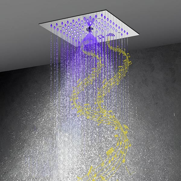 Cascada Royale Recessed 12" LED Music Shower Head with Rainfall & Spa Mist