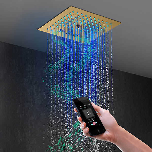 Cascada Royale Recessed 12" LED Music Shower Head with Rainfall & Spa Mist