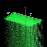 Cascada 8"x16" Stainless Steel Rainfall LED Shower Head