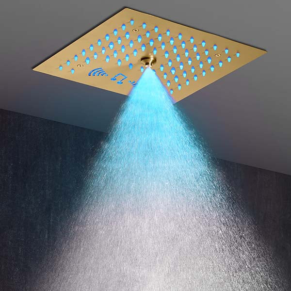 Cascada Royale Recessed 12" LED Music Shower Head with Rainfall & Spa Mist