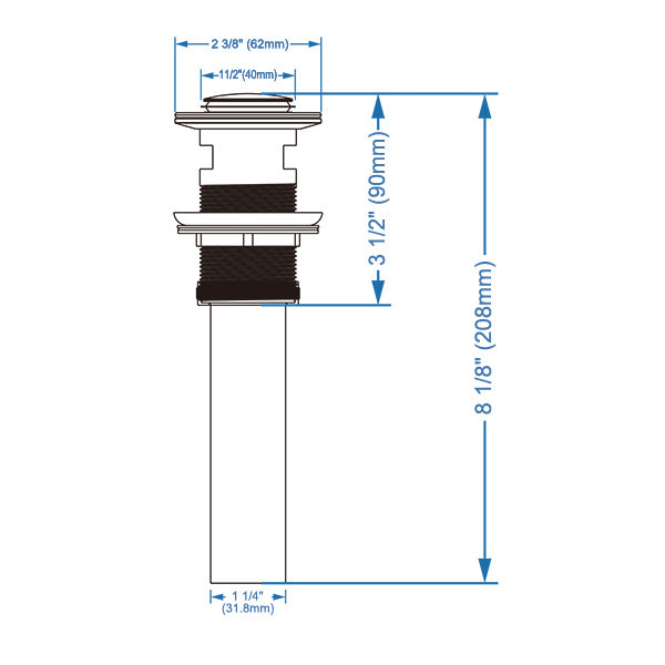 Bathroom sink drain with electroplated brass body, designed for quick water flow