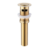 Brushed gold Cascada bathroom sink drain stopper with corrosion-resistant finish