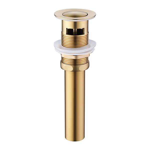 Brushed gold Cascada bathroom sink drain stopper with corrosion-resistant finish