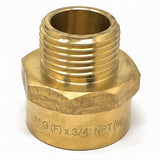1 inch BSPP female to 3/4 inch NPT male brass plumbing adapter