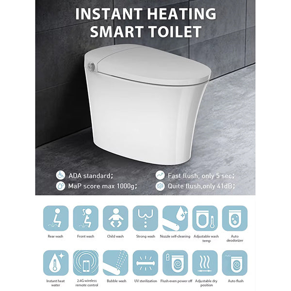 Cascada Cliff One-Piece Smart Bidet Toilet, Auto Flush, Heated Seat & Warm Air Dryer
