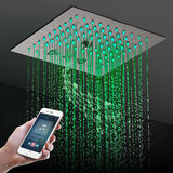 Cascada Royale Recessed 12" LED Music Shower Head with Rainfall & Spa Mist
