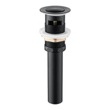 Matt black push button drain stopper with detachable strainer basket for modern sinks