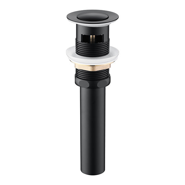 Matt black push button drain stopper with detachable strainer basket for modern sinks