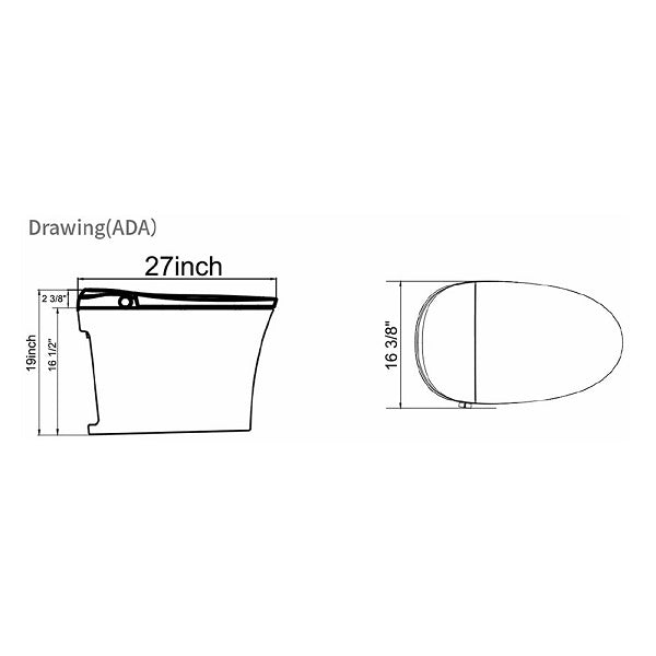 Cascada Florence Smart Bidet Toilet, ADA, Auto Open Lid & Heated Wash System
