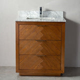 Cascada 30" Oak Bathroom Vanity with Carrara Marble Top