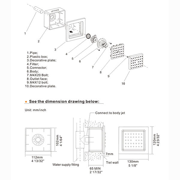 Cascada 4" Square (34 - Nozzle) Body Spray Jet Shower - Cascada Showers