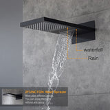 Cascada Dual-function shower head sprayer on a gray wall with water flowing.
