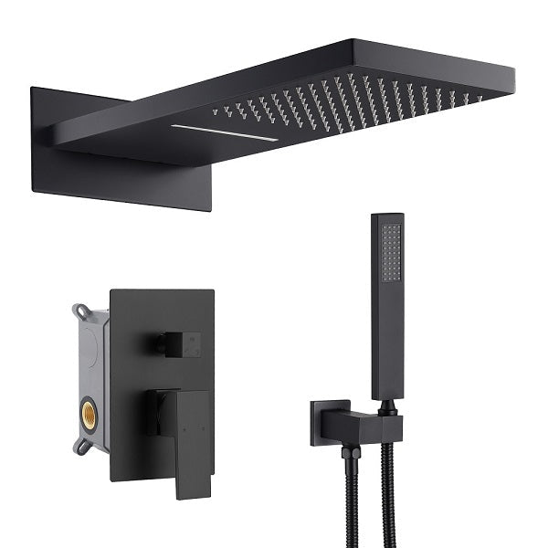 Cascada Amadora 9x22 Black shower head and control panel set 