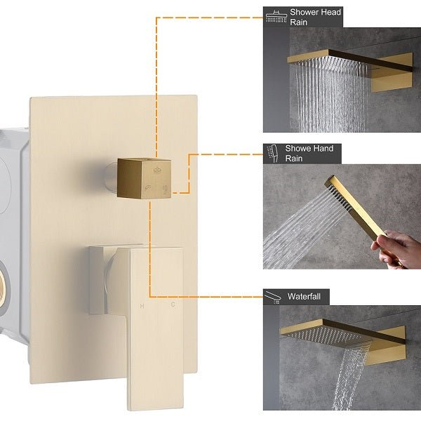 Amadora Brushed Gold Wall Mounted Shower System