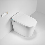 Annecy smart toilet ambient lighting creating spa atmosphere in low-light contemporary bathroom setting