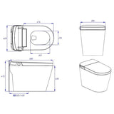 Technical drawing of a toilet with dimensions Annecy smart toilet