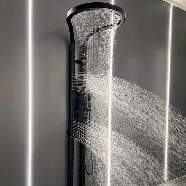 Cascada AquaTech Elite 80" Matte Black Circular Shower Panel System - Cascada Showers