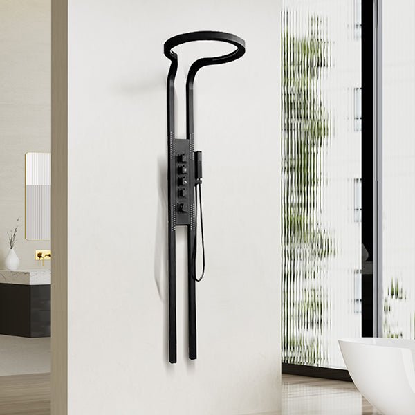 Cascada AquaTech Elite 80" Matte Black Circular Shower Panel System - Cascada Showers