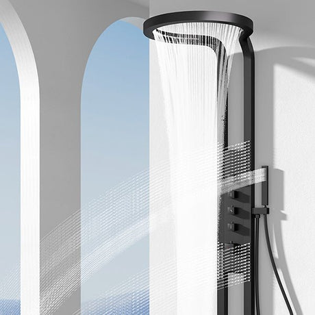 Cascada AquaTech Elite 80" Matte Black Circular Shower Panel System - Cascada Showers