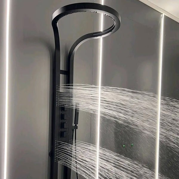 Cascada AquaTech Elite 80" Matte Black Circular Shower Panel System - Cascada Showers