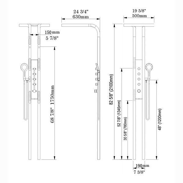 Shower Panel Systems & Large Round Rainfall Shower Head