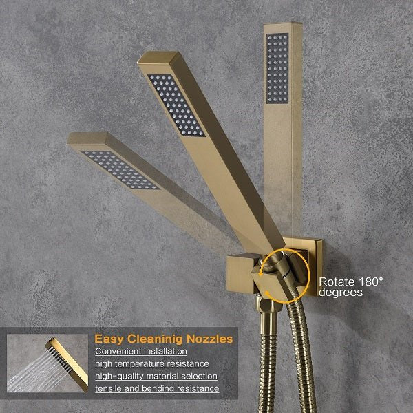 Cascada Aspen 9"x22" Brushed Gold LED Shower System - Cascada Showers