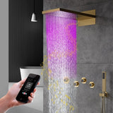 Cascada Aspen 9"x22" Brushed Gold LED Shower System - Cascada Showers