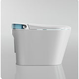 White toilet with water droplets, “IPX4 waterproof” and “Mute slow down” features.
