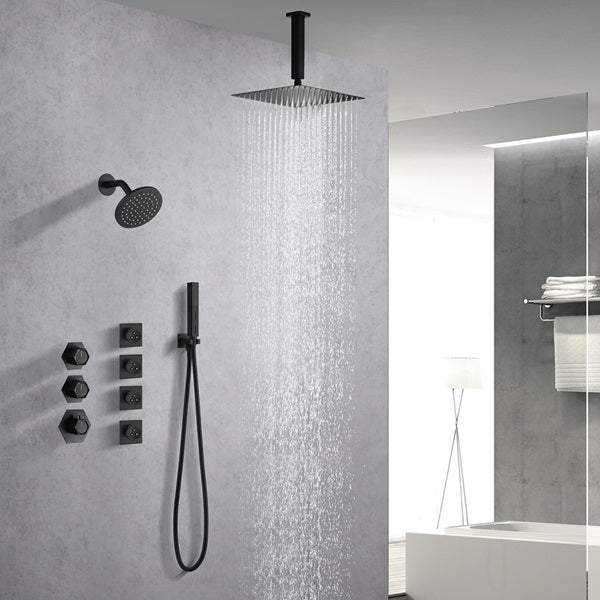 Cascada Bilbao 16" Matte Black Dual Shower Head System - Cascada Showers
