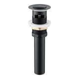 Matt black push button drain stopper with detachable strainer basket for modern sinks