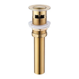 Brushed gold Cascada bathroom sink drain stopper with corrosion-resistant finish