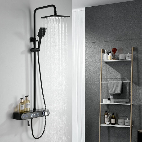 Cascada Caesar 8" Matte Black Thermostatic Digital Shower Faucet System - Cascada Showers