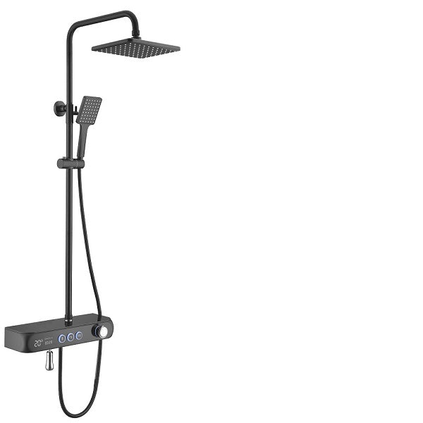 Cascada Caesar 8" Matte Black Thermostatic Digital Shower Faucet System - Cascada Showers