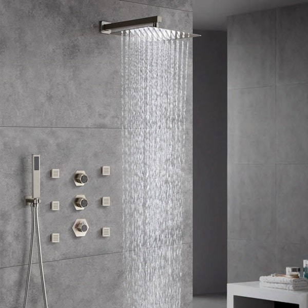 Cascada Camellia 12" Brushed Nickel Shower System - Cascada Showers