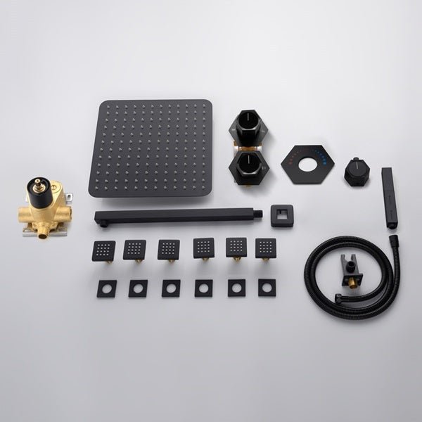 Cascada Camellia 12" Matte Black Shower System - Cascada Showers