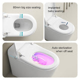 Toilet seat with features highlighted on a beige background